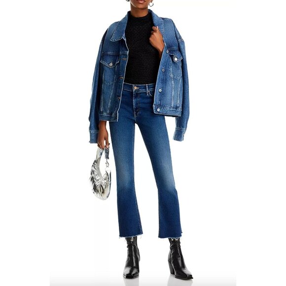 Mother The Outside Ankle Fray Jeans Size 29 in Unchartered Waters Blue - Picture 5 of 8